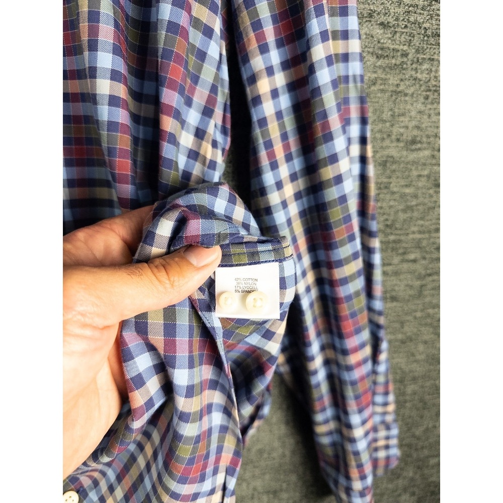 Peter Millar Button Down Shirt Mens XL Plaid Checkered Casual Performance - Picture 4 of 7